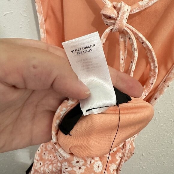 Lulus Wildflower Power Coral Floral Tie-Back Ruched Bodycon Dress Womens M NWT - Picture 11 of 11